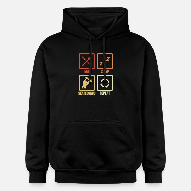 Mange Sommeil Skateboard Répéter - Sweat à capuche Softstyle® Gildan Unisexe - noir