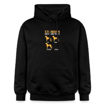 Great Dane - Gildan Unisex Softstyle® Midweight Hoodie - black - Front - Marisol (170cm) & Nik (191cm)