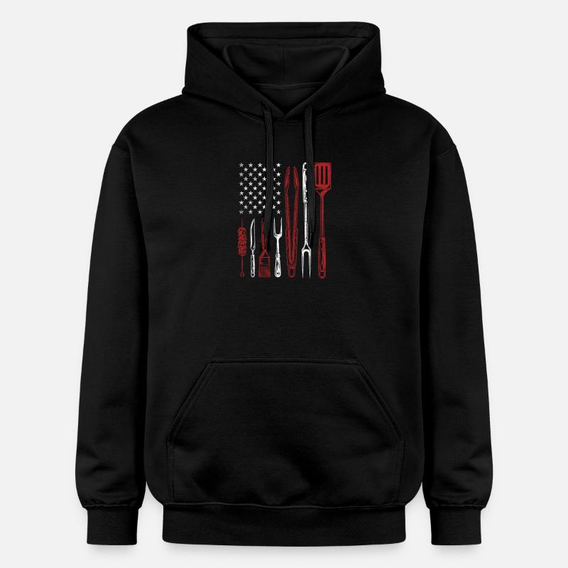 BBQ Grill Tools US Flag Pitmaster - Gildan Unisex Softstyle® Midweight Hoodie - Schwarz