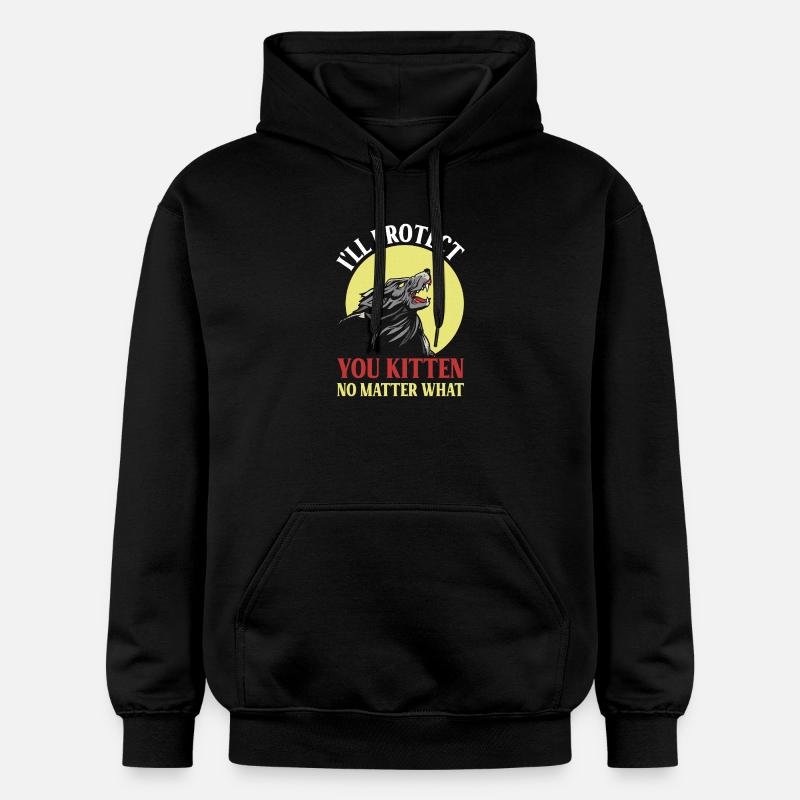 Protective wolf for kittens - Gildan Unisex Softstyle® Midweight Hoodie - black