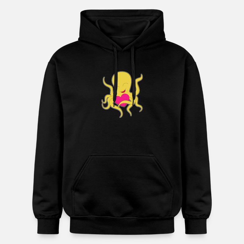 Krake Herz - Gildan Unisex Softstyle® Midweight Hoodie - Schwarz