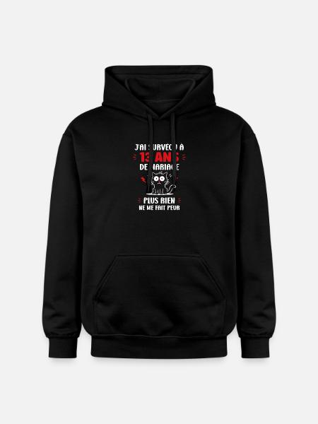 Survivre 13 Ans Mariage Chat - Sweat à capuche Softstyle® Gildan Unisexe - noir