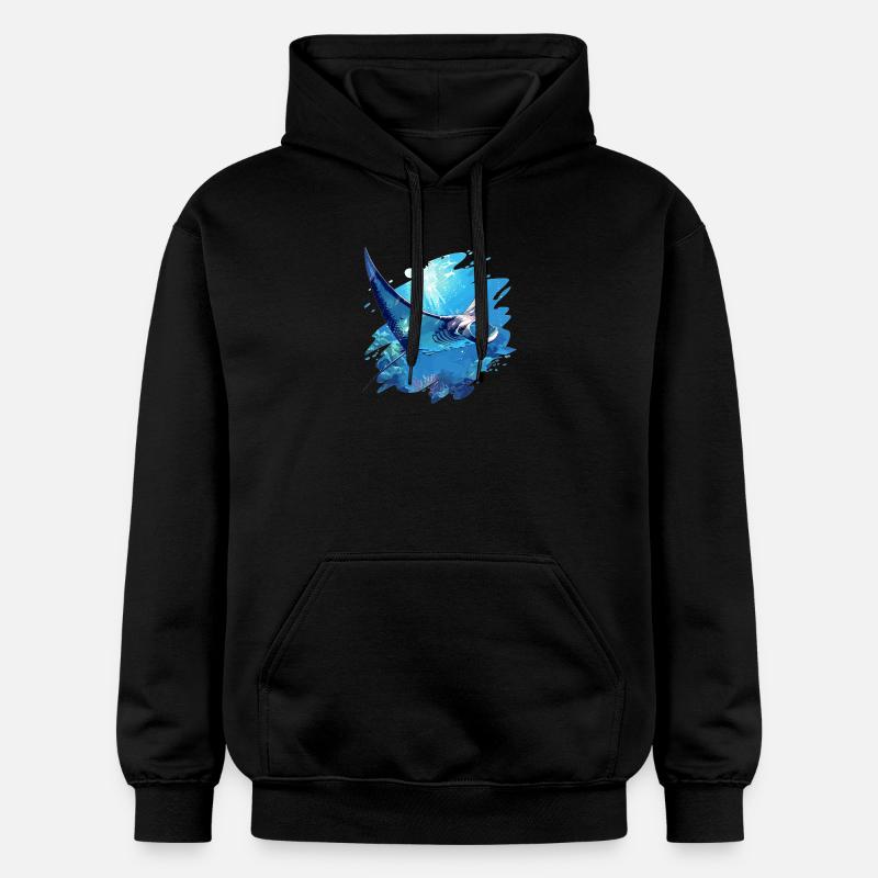 Rochen Mantarochen - Gildan Unisex Softstyle® Midweight Hoodie - Schwarz