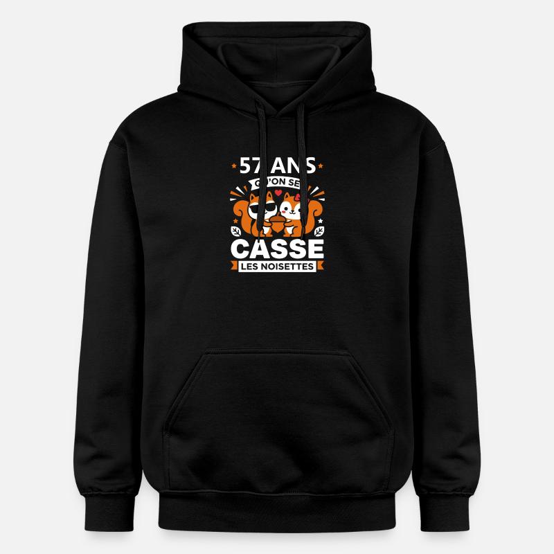 57 Ans Casse les Noisettes - Sweat à capuche Softstyle® Gildan Unisexe - noir