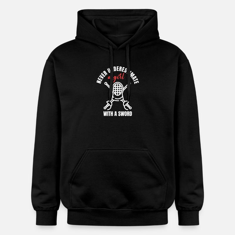 Fille d’Escrime avec Épée - Sweat à capuche Softstyle® Gildan Unisexe - noir