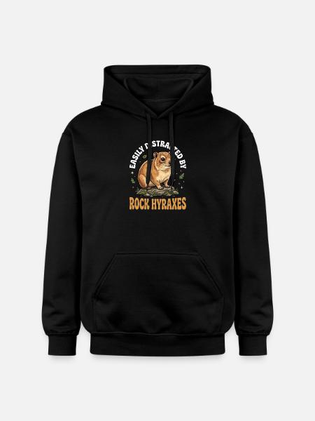 Easily distracted by rock hyraxes - Gildan Unisex Softstyle® Midweight Hoodie - black