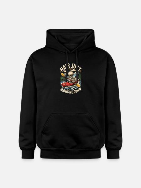 I capelli mi rallentano solo Scheletro in kayak Più divertente - Felpa con cappuccio unisex Softstyle® Gildan con grammatura media - nero