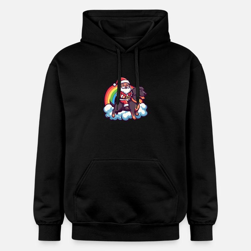 Dobermann Hund Weihnachtsmann Regenbogen - Gildan Unisex Softstyle® Midweight Hoodie - Schwarz