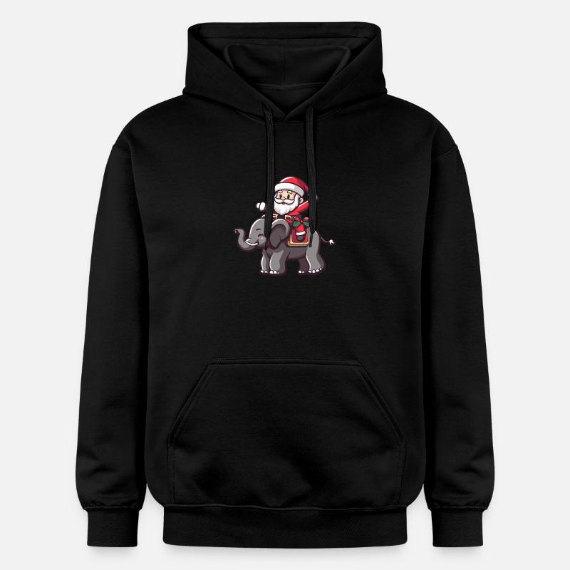 Éléphant Père Noël - Sweat à capuche Softstyle® Gildan Unisexe - noir