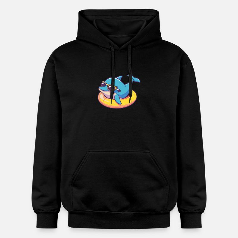 Dauphin Bande Dessinée Cool - Sweat à capuche Softstyle® Gildan Unisexe - noir