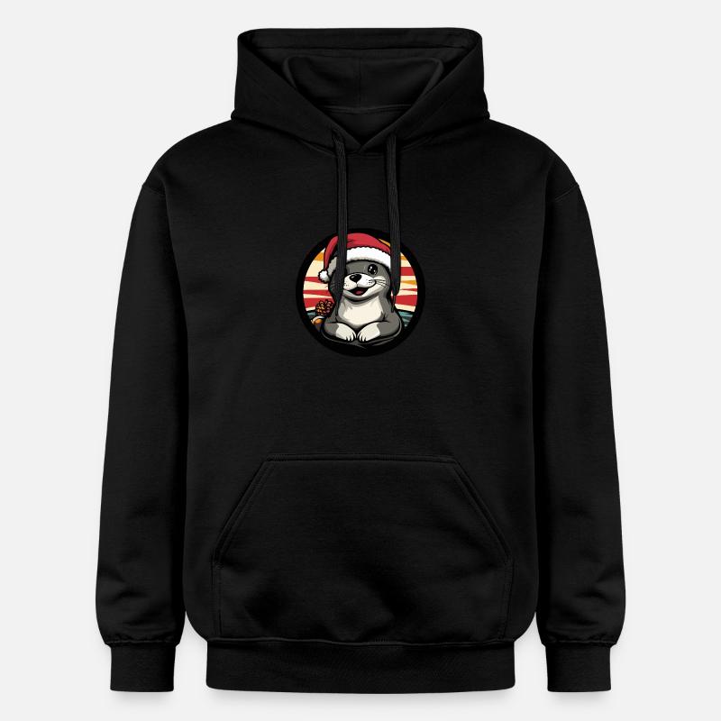 Phoque Animal Noël Noël - Sweat à capuche Softstyle® Gildan Unisexe - noir