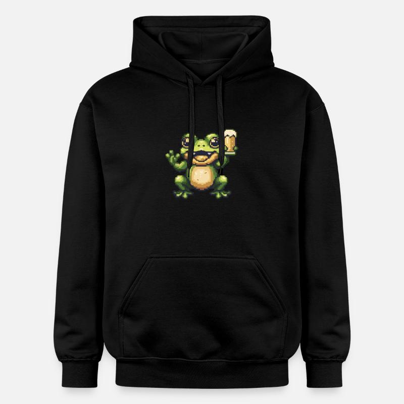 Grenouille bière pixel - Sweat à capuche Softstyle® Gildan Unisexe - noir