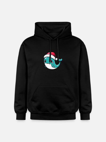 Whale Christmas Cute - Gildan Unisex Softstyle® Midweight Hoodie - black