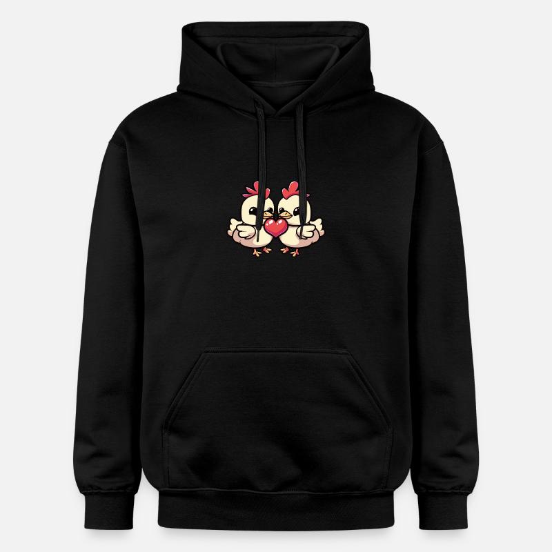 Poulet Couple Saint-Valentin - Sweat à capuche Softstyle® Gildan Unisexe - noir