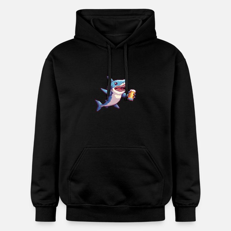 Requin bière pixel - Sweat à capuche Softstyle® Gildan Unisexe - noir