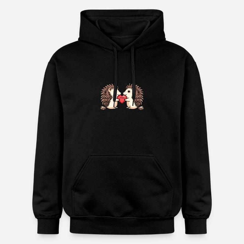 Couple de hérissons Saint-Valentin - Sweat à capuche Softstyle® Gildan Unisexe - noir