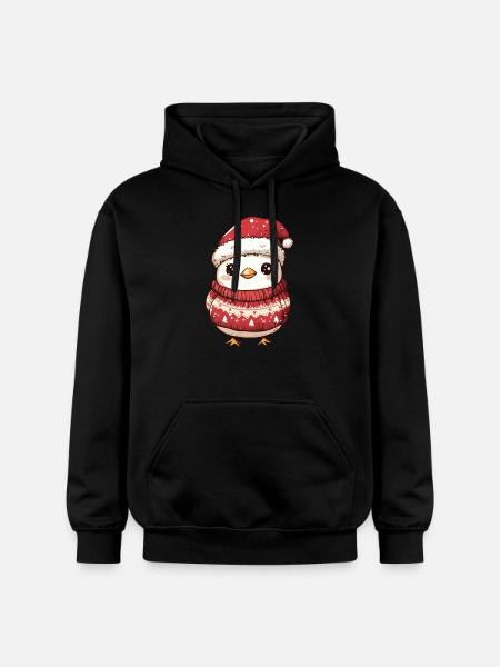 Kylling Jul Tegneserie - Gildan Softstyle® Midweight unisex-hoodie - sort