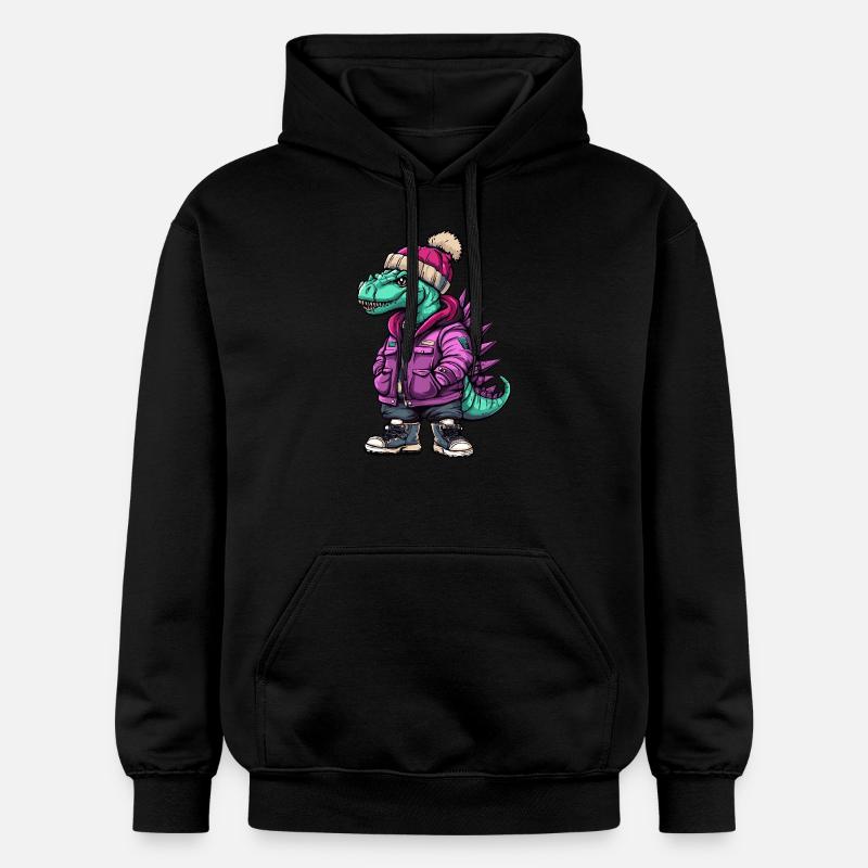 Dinosaure stégosaure Hiver drôle - Sweat à capuche Softstyle® Gildan Unisexe - noir