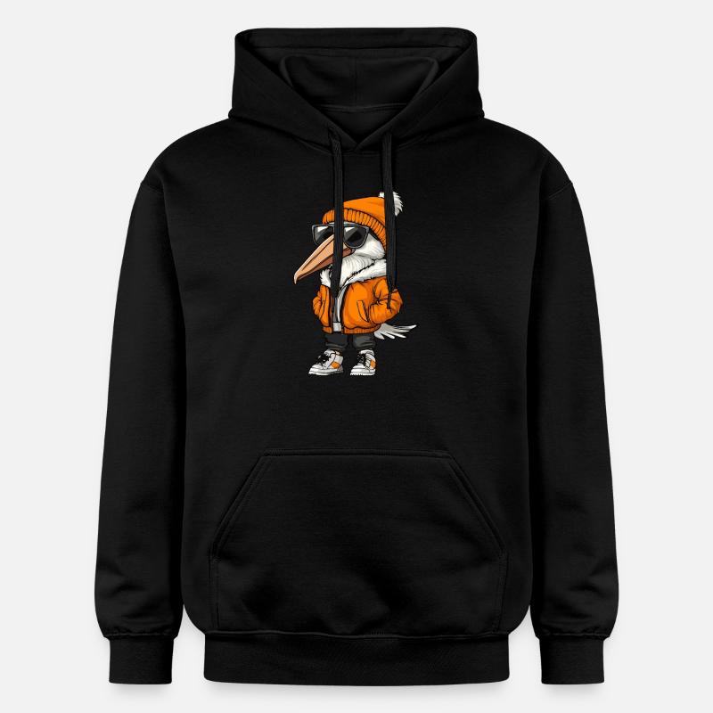 Pélican oiseau bande dessinée cool - Sweat à capuche Softstyle® Gildan Unisexe - noir