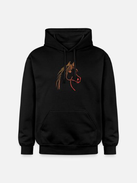 Horse with orange gradient line - Gildan Unisex Softstyle® Midweight Hoodie - black