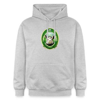 Glücksschwein mit Kleeblätter - Gildan Unisex Softstyle® Midweight Hoodie - Hellgrau meliert - Vorne - Liana (172cm) & Jaron (178cm)