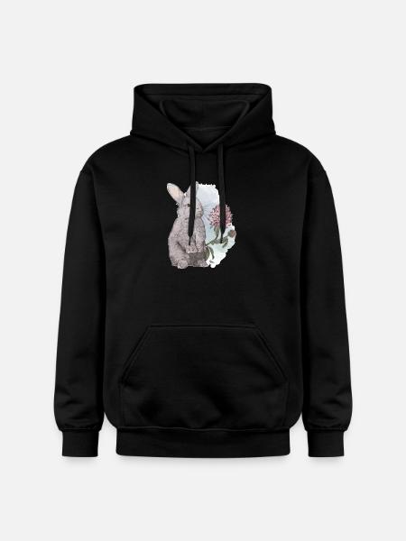 Veganuary 2024 Rabbit - Gildan Unisex Softstyle® Midweight Hoodie - black