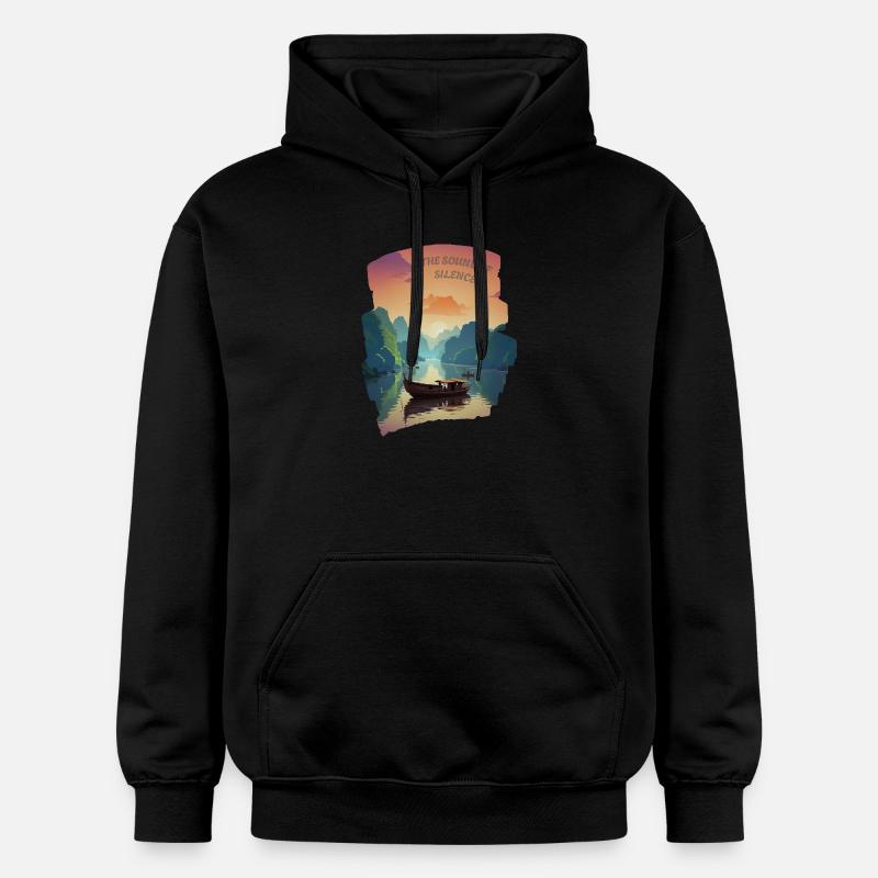 Le son du silence - Soleil couchant - Sweat à capuche Softstyle® Gildan Unisexe - noir