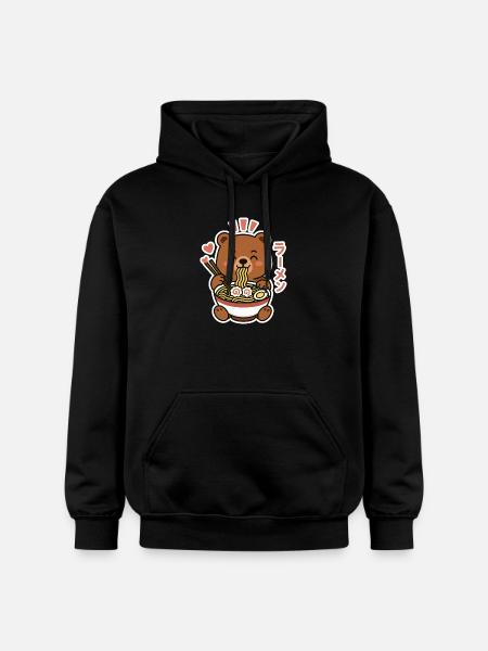 Ramen Noodle Bear - Gildan Unisex Softstyle® Midweight Hoodie - Schwarz