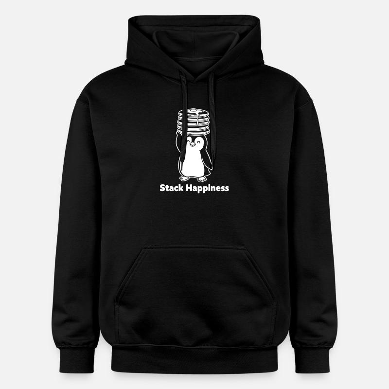 Stack Happiness Penguin Pancakes - Gildan Unisex Softstyle® Midweight Hoodie - black