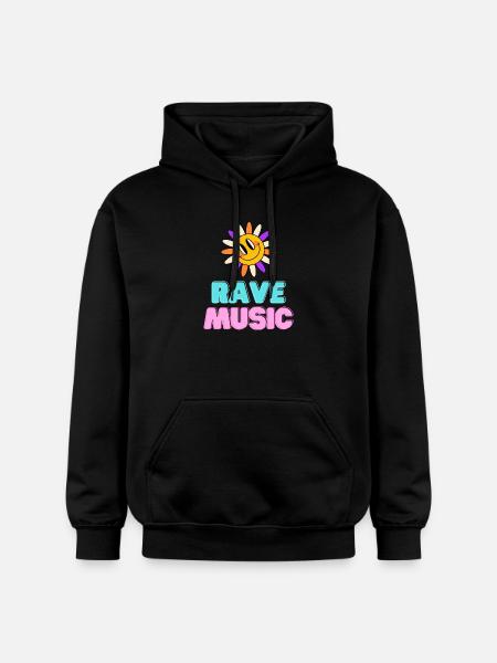 Sunshine Rave Music Neon Design - Gildan Unisex Softstyle® Midweight Hoodie - black