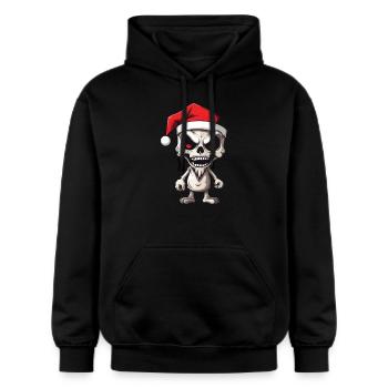 Weihnachtsmann Skelett - Gildan Unisex Softstyle® Midweight Hoodie - Schwarz - Vorne - Marisol (170cm) & Nik (191cm)