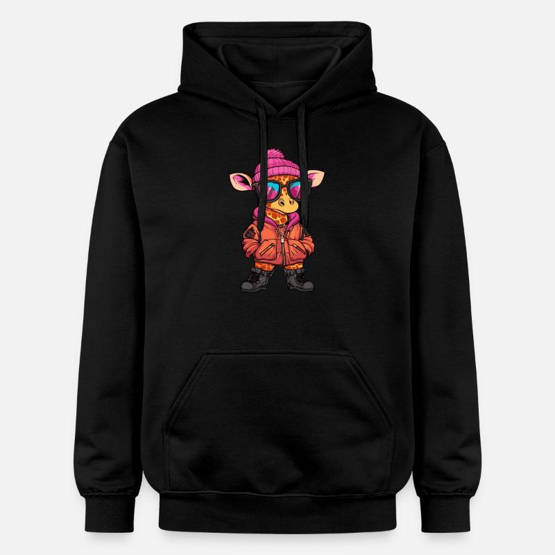 Giraffe Cool Comic - Gildan Unisex Softstyle® Midweight Hoodie - Schwarz