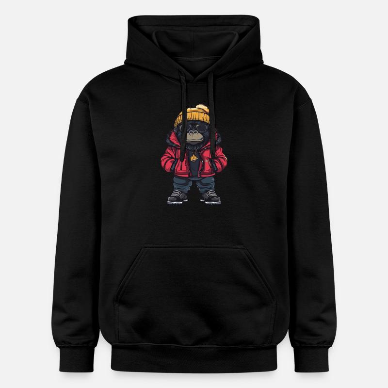 Gorille Cool Bande Dessinée - Sweat à capuche Softstyle® Gildan Unisexe - noir