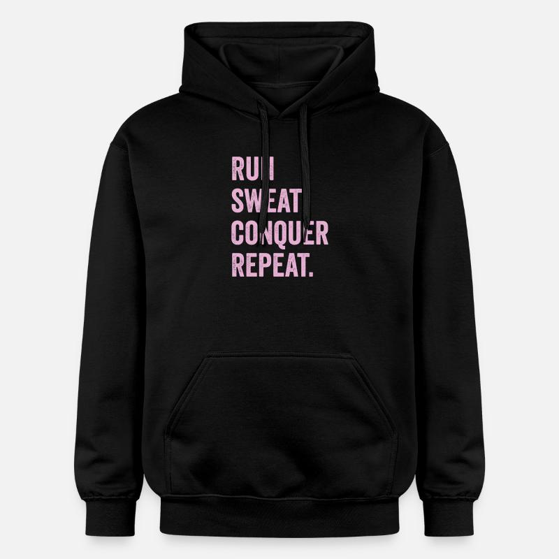 Courir. Sueur. Conquérir. Répéter. - Sweat à capuche Softstyle® Gildan Unisexe - noir