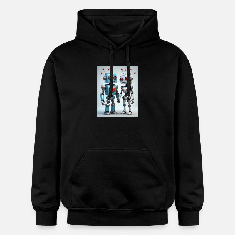 Couple de robots - Sweat à capuche Softstyle® Gildan Unisexe - noir
