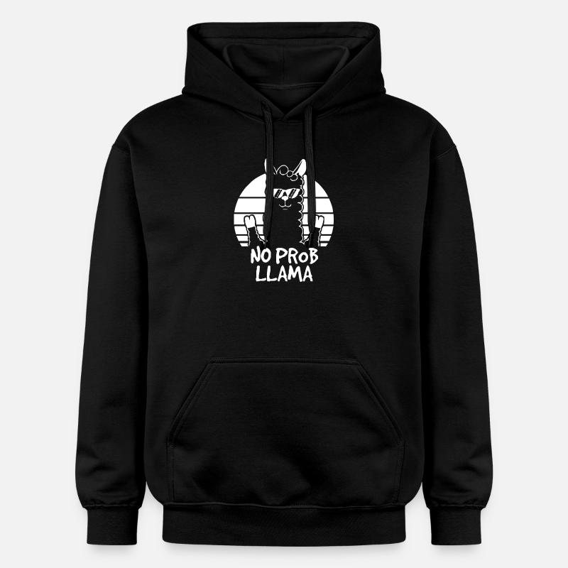 No Prob Llama Retro Soleil - Sweat à capuche Softstyle® Gildan Unisexe - noir