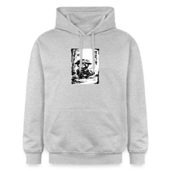 Samurai Roter Panda Sumi-e Tuschezeichnung - Gildan Unisex Softstyle® Midweight Hoodie - Hellgrau meliert - Vorne - Liana (172cm) & Jaron (178cm)