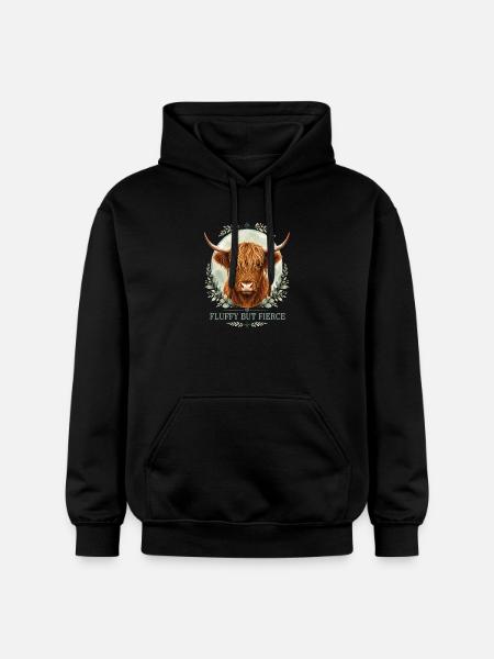 Fluffy but Fierce Highlander Collection - Gildan Unisex Softstyle® Midweight Hoodie - black