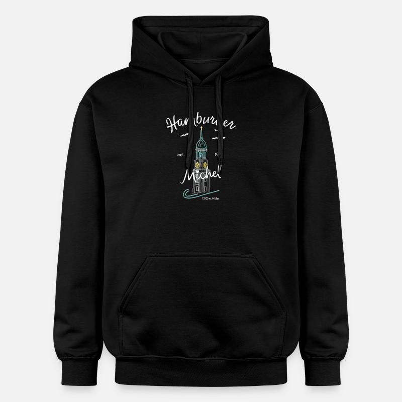 Hamburger Michel, Kirchturm, Allemagne - Sweat à capuche Softstyle® Gildan Unisexe - noir