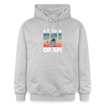 Okapi das Juwel des Dschungels - Gildan Unisex Softstyle® Midweight Hoodie - Hellgrau meliert - Vorne - Liana (172cm) & Jaron (178cm)