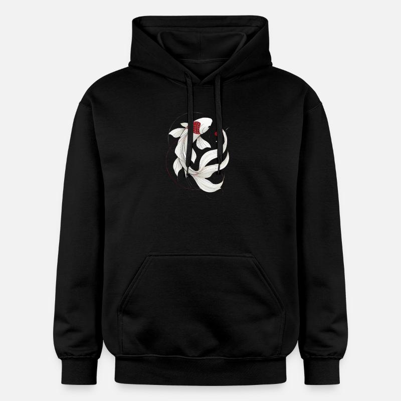 Illustration élégante de poisson Koi - Sweat à capuche Softstyle® Gildan Unisexe - noir