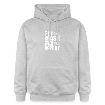 Fly_Crash_Fix_Repeat - Gildan Unisex Softstyle® Midweight Hoodie - Hellgrau meliert - Vorne - Liana (172cm) & Jaron (178cm)