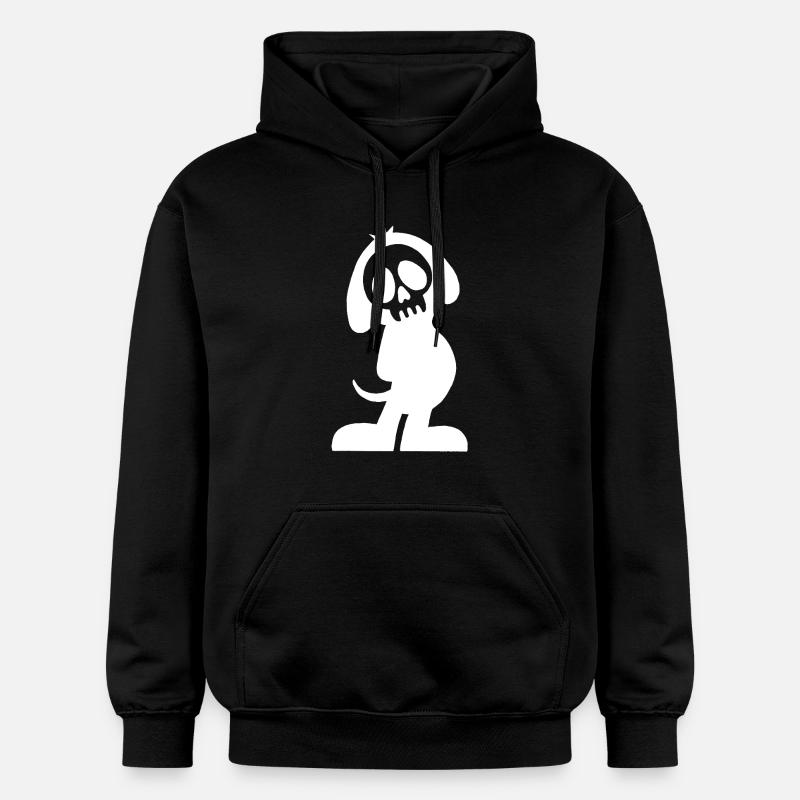 Crâne et silhouette de chien blanc - Sweat à capuche Softstyle® Gildan Unisexe - noir