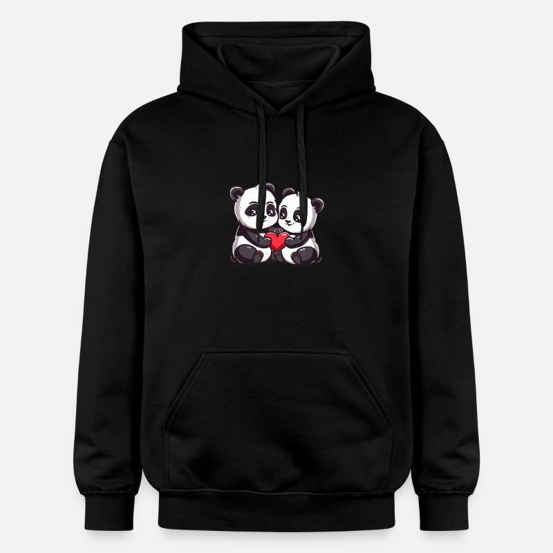Couple Panda Amour Saint-Valentin - Sweat à capuche Softstyle® Gildan Unisexe - noir