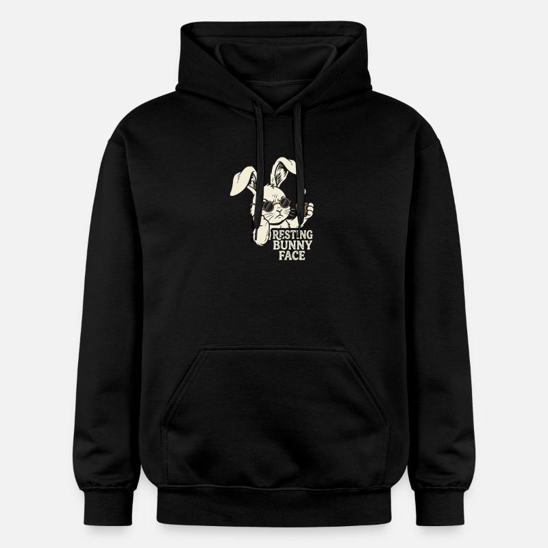 Grumpy Bunny Kaffee - Morgen Hase - Gildan Unisex Softstyle® Midweight Hoodie - Schwarz