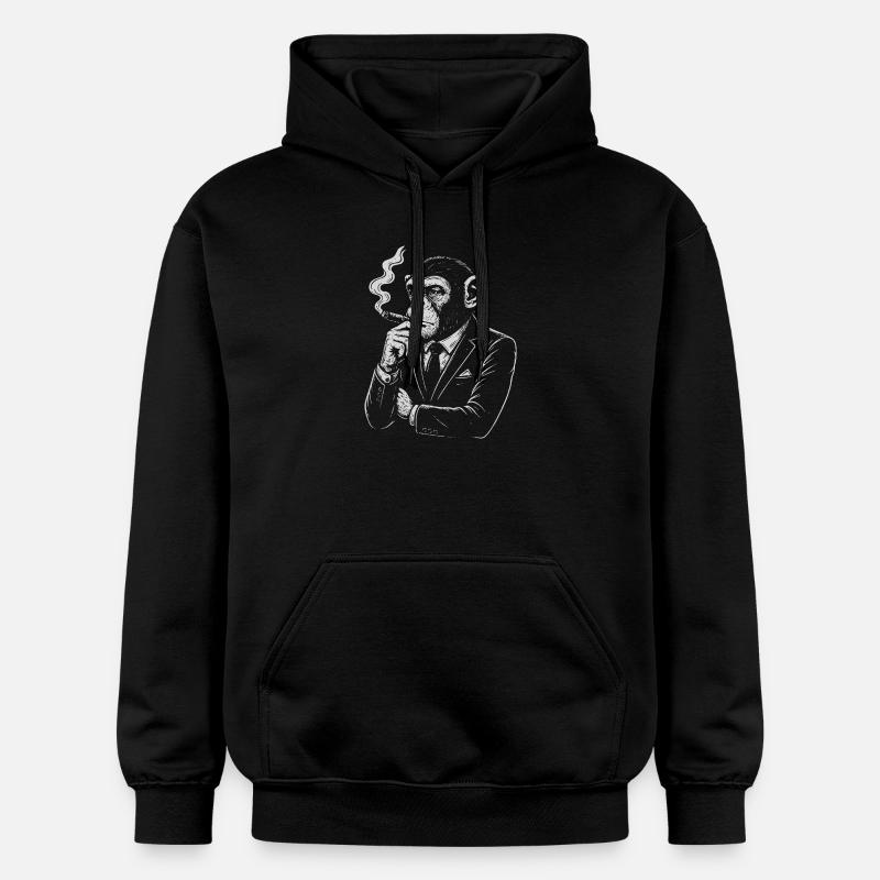 Singe Cigare en costume rétro - Sweat à capuche Softstyle® Gildan Unisexe - noir