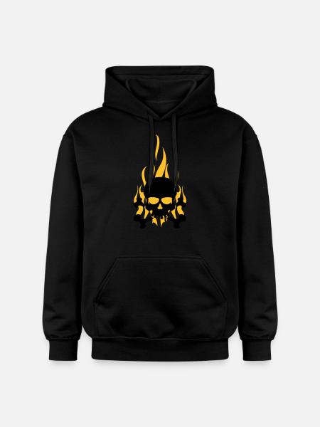 skull_flames - Gildan Unisex Softstyle® Midweight Hoodie - black