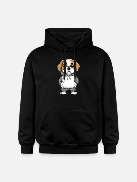 Saint Bernard Dog Funny - Gildan Unisex Softstyle® Midweight Hoodie - black