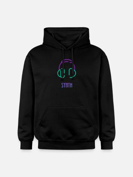 Synth-Kopfhörer Elektronische Musikästhetik - Gildan Unisex Softstyle® Midweight Hoodie - Schwarz