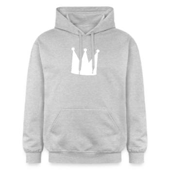 König - Gildan Unisex Softstyle® Midweight Hoodie - Hellgrau meliert - Vorne - Liana (172cm) & Jaron (178cm)